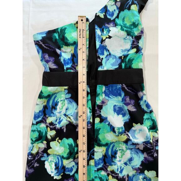 Eliza J Dress Floral Watercolor One Shoulder Size 4 (069) - Picture 10 of 12